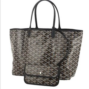 Goyard BLACK GOYARDINE CANVAS SAINT-LOUIS PM tote